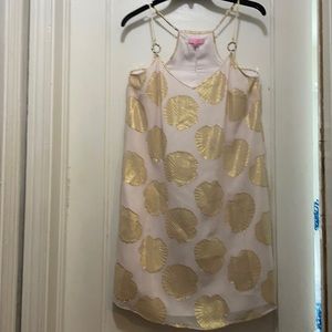 Lilly Pulitzer Adara Gold and Cream Silk Dress
